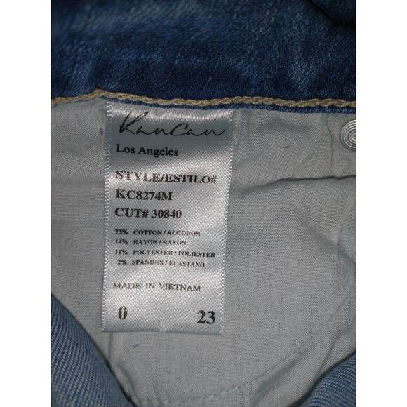 Kancan Women's "Cassandra" Mid Rise Super Skinny Frayed Distressed Sz 23 Raw Hem - Picture 13 of 13